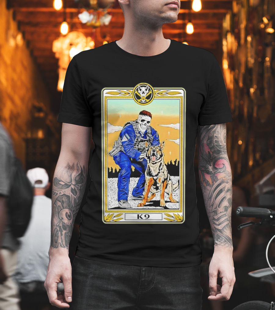 K9 Skull Masked Officer And German Shepherd Duo T-Shirt