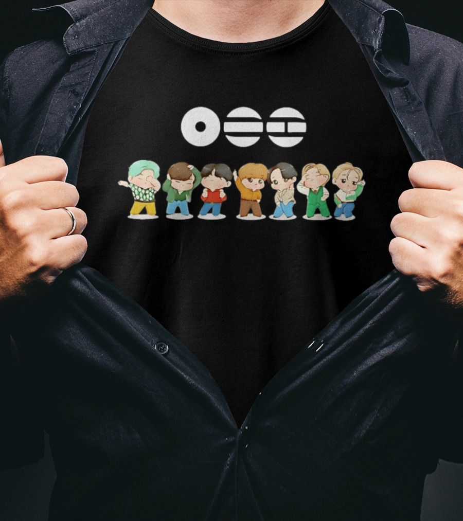 BTS Chibi Characters With Cute Expressions And BTS T-Shirt