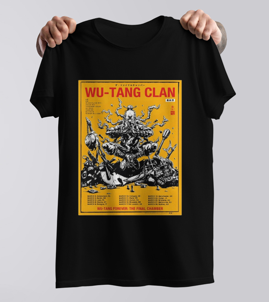 Wu Tang Clan 2026 Europe Tour Wu Tang Forever The Final Chamber Yellow T-Shirt