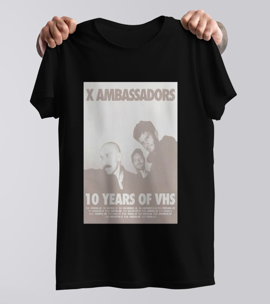 X Ambassadors 10 Years Of VHS Tour 2025 US Cities T-Shirt