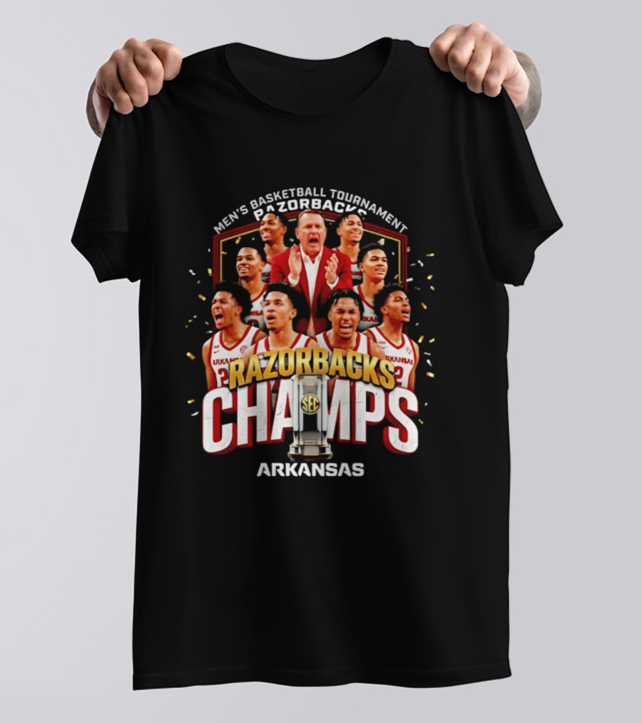 Arkansas Razorbacks Men's Basketball Tournament Champs Razorbacks Champs 2026 T-Shirt