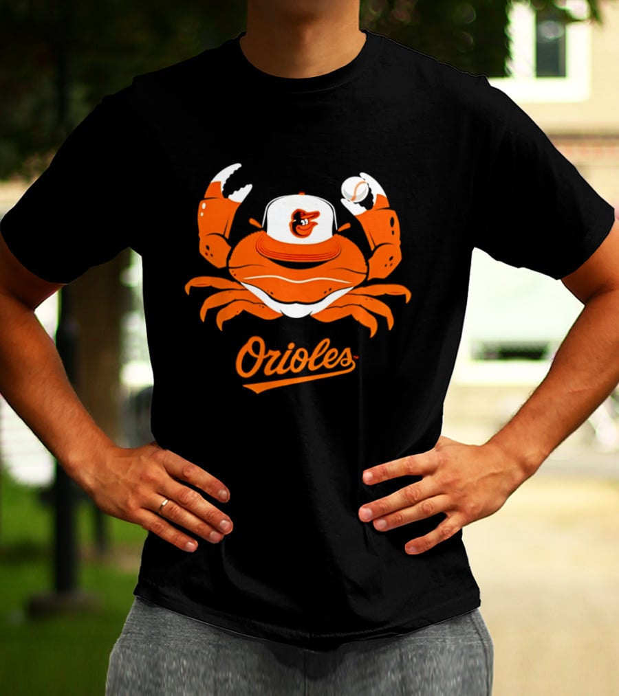 Baltimore Orioles Crab Mascot With Baseball Cap T-Shirt