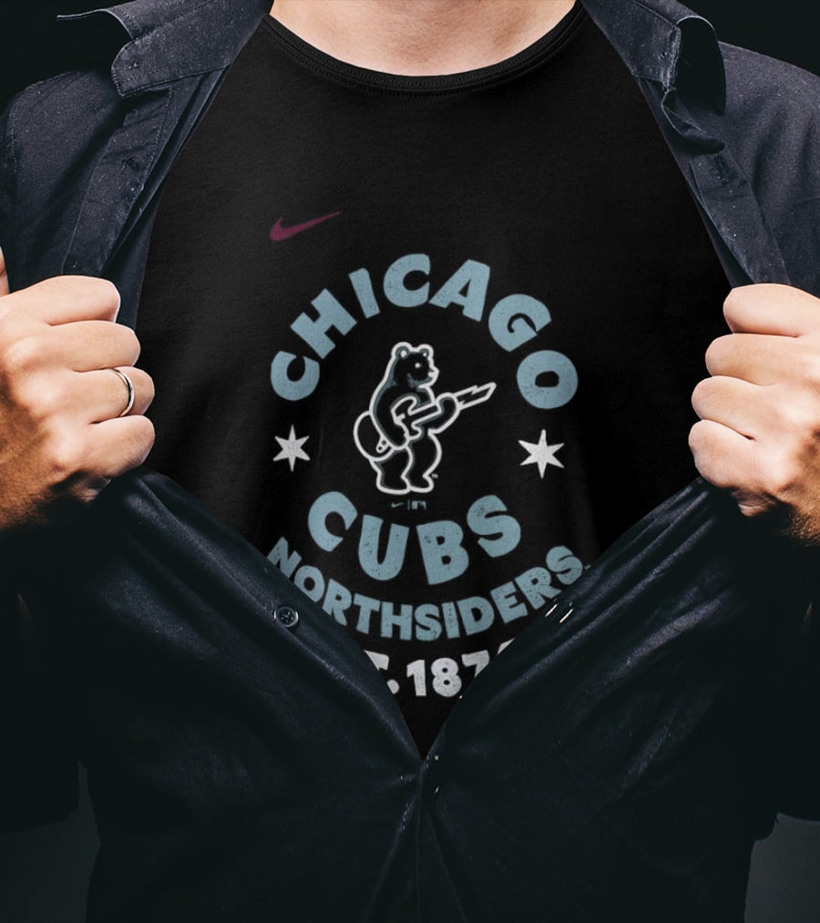Chicago Cubs Northsiders Est 1876 Nike Logo Bear Stars T-Shirt