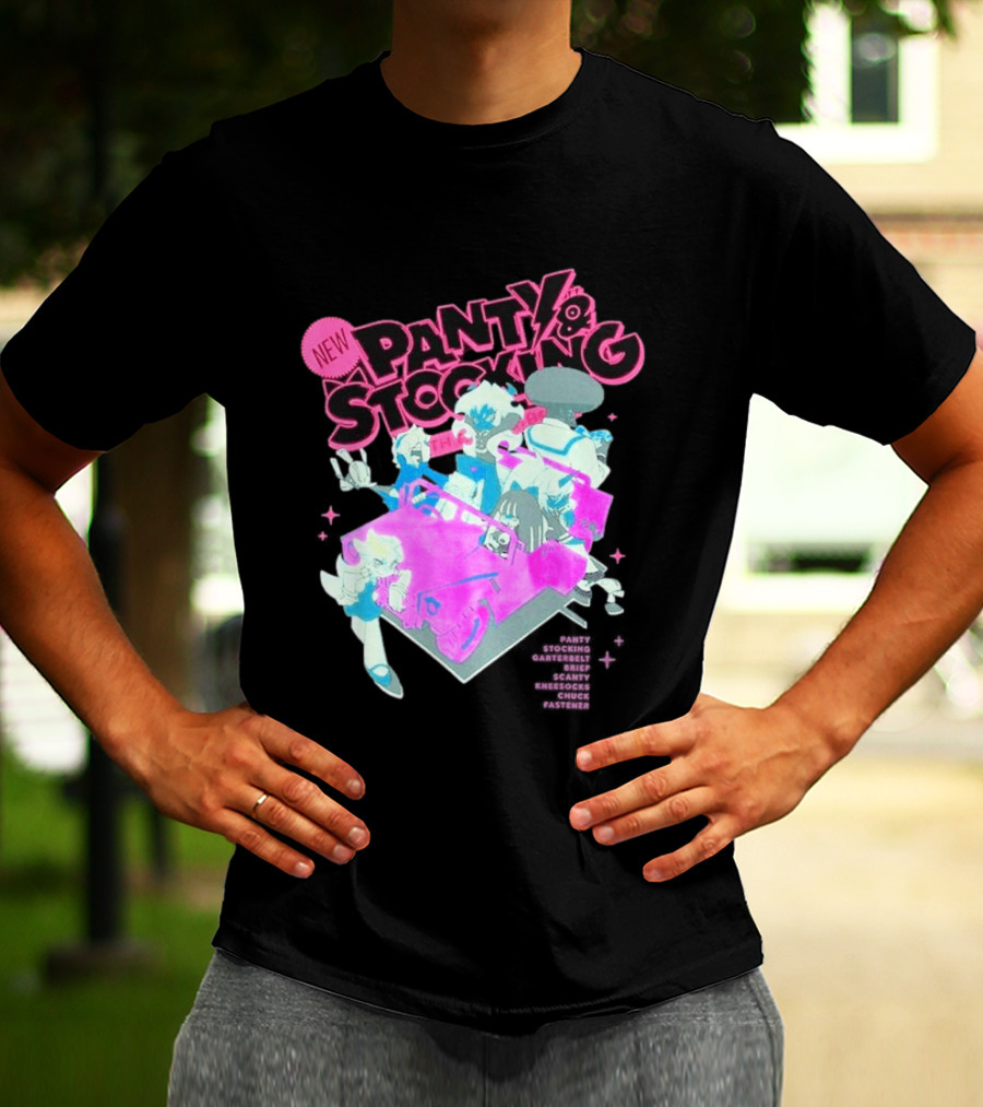 New Panty & Stocking With Garterbelt Anime Characters Colorful Car Scene T-Shirt