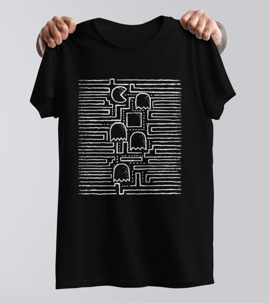 Pac Man Maze Unknown Players Ghosts Retro Arcade Game T-Shirt