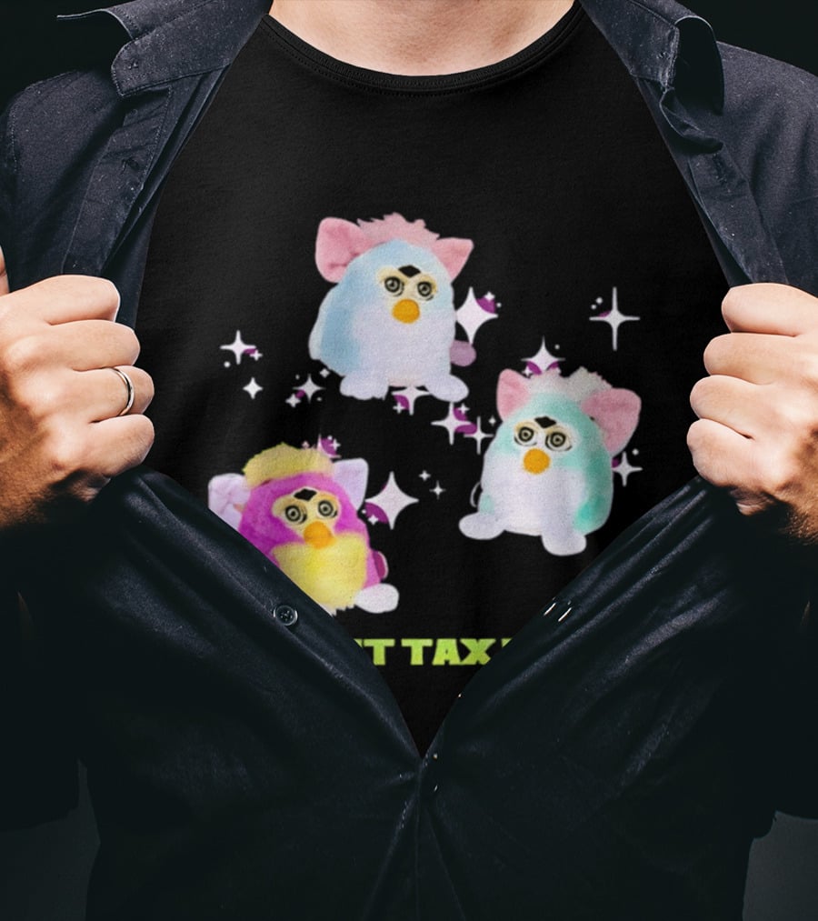 Pink Blue Furbies Sparkles Commit Tax Fraud Fun T-Shirt