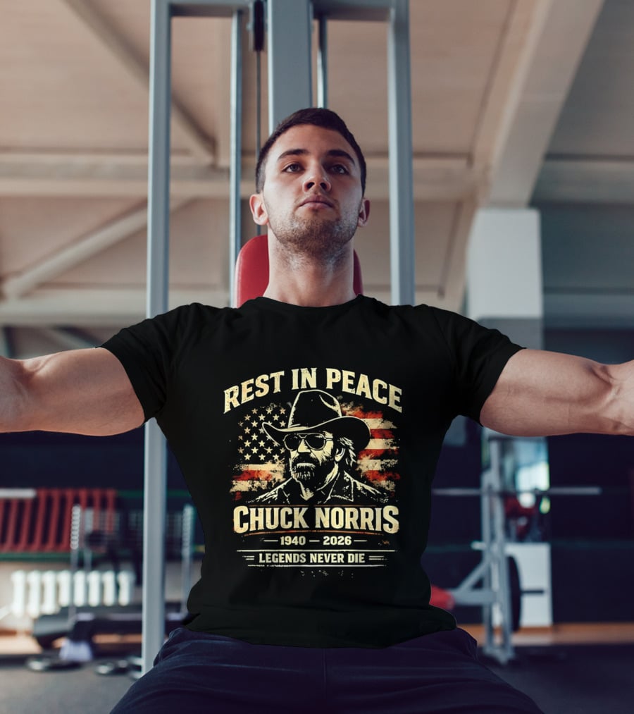 Rest In Peace Chuck Norris 1940 2026 Legends Never Die USA Flag T-Shirt