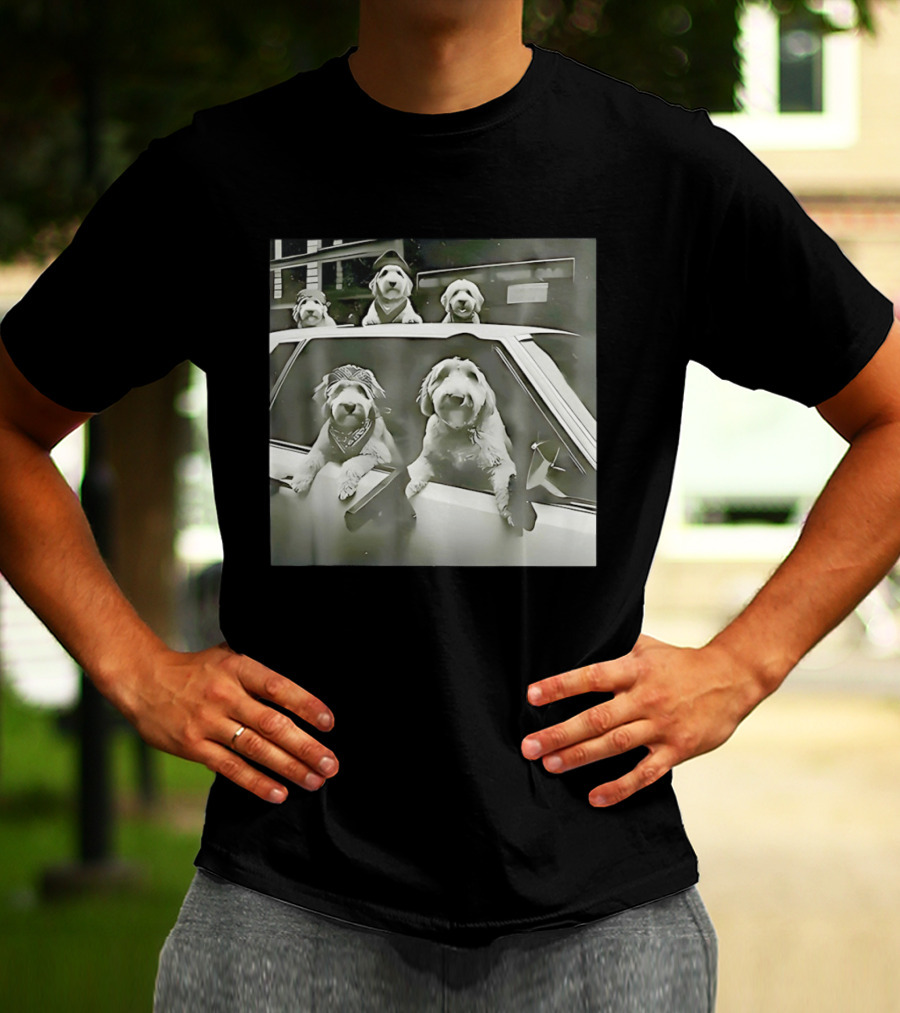 Spinone Italiano Dog Gang Holding Pistol Driving Car Eendoodle Layered T-Shirt