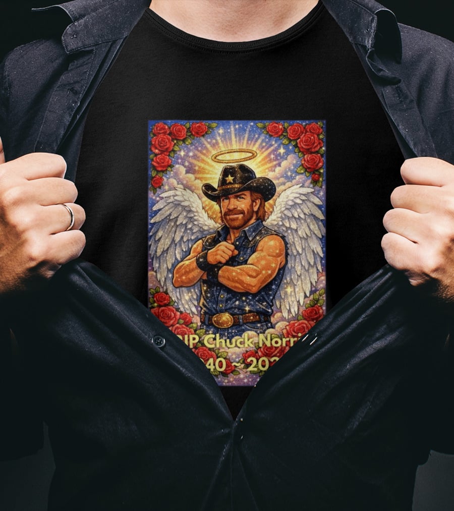 RIP Chuck Norris Angelic Cowboy Tribute 1940 2026 T-Shirt