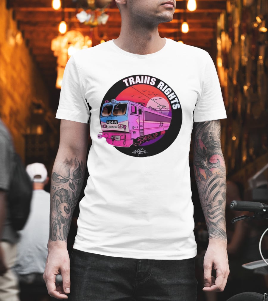 4D4M Something Trains Rights Sunset Train T-Shirt