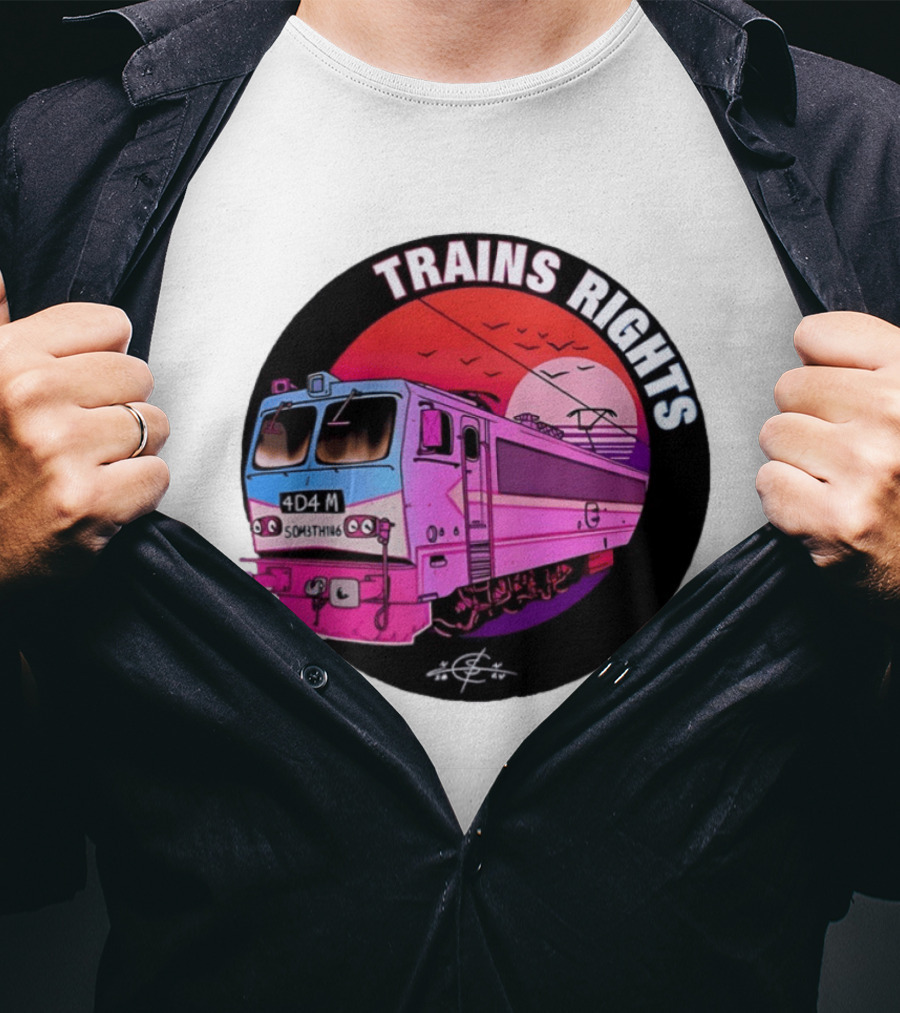 4D4M Something Trains Rights Sunset Train T-Shirt