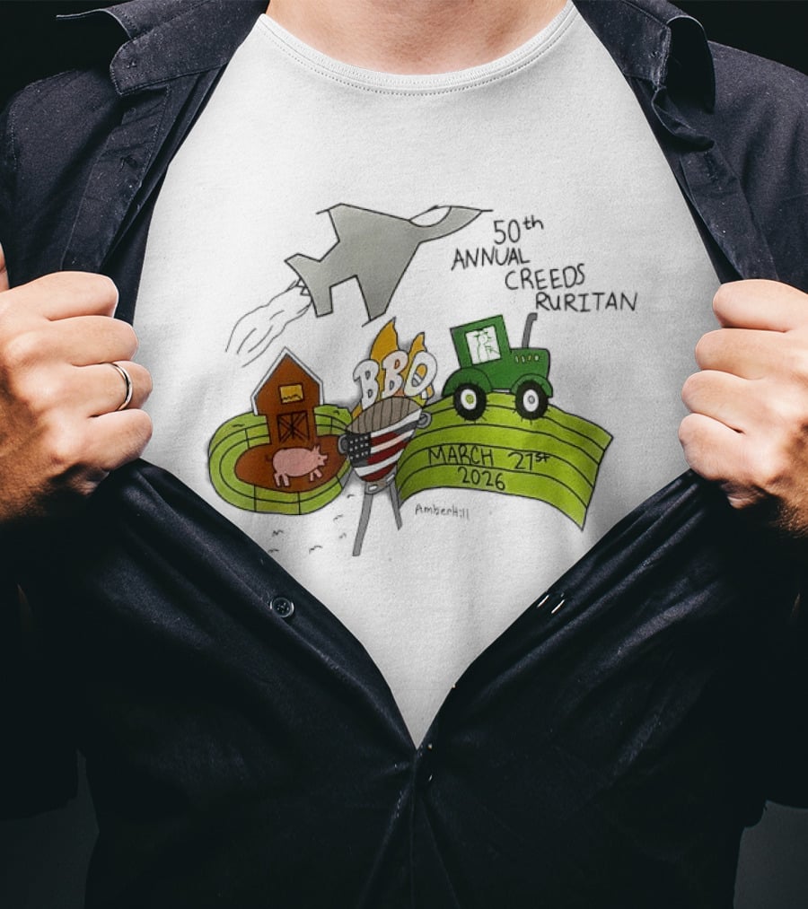 50th Annual Creeds Ruritan March 21st 2026 Farm Scene With Tractor And Barn T-Shirt