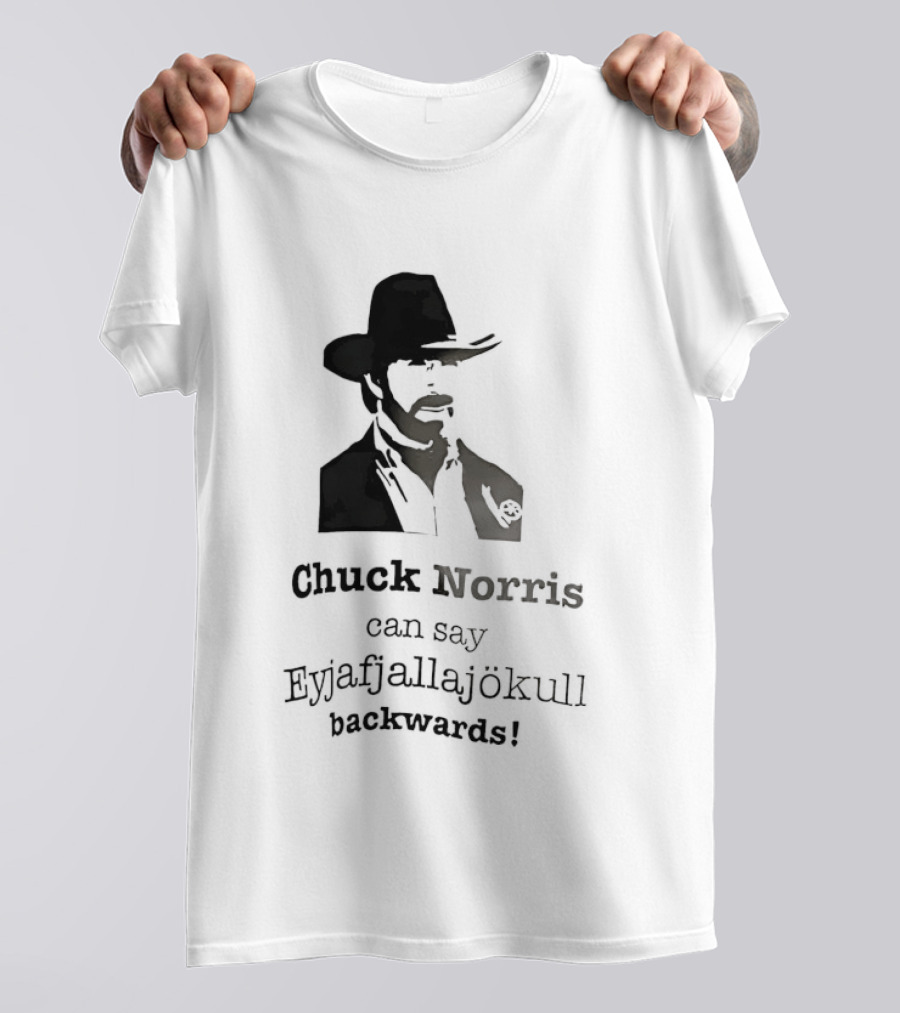 Chuck Norris Can Say Eyjafjallajokull Backwards Cowboy Hat Beard T-Shirt