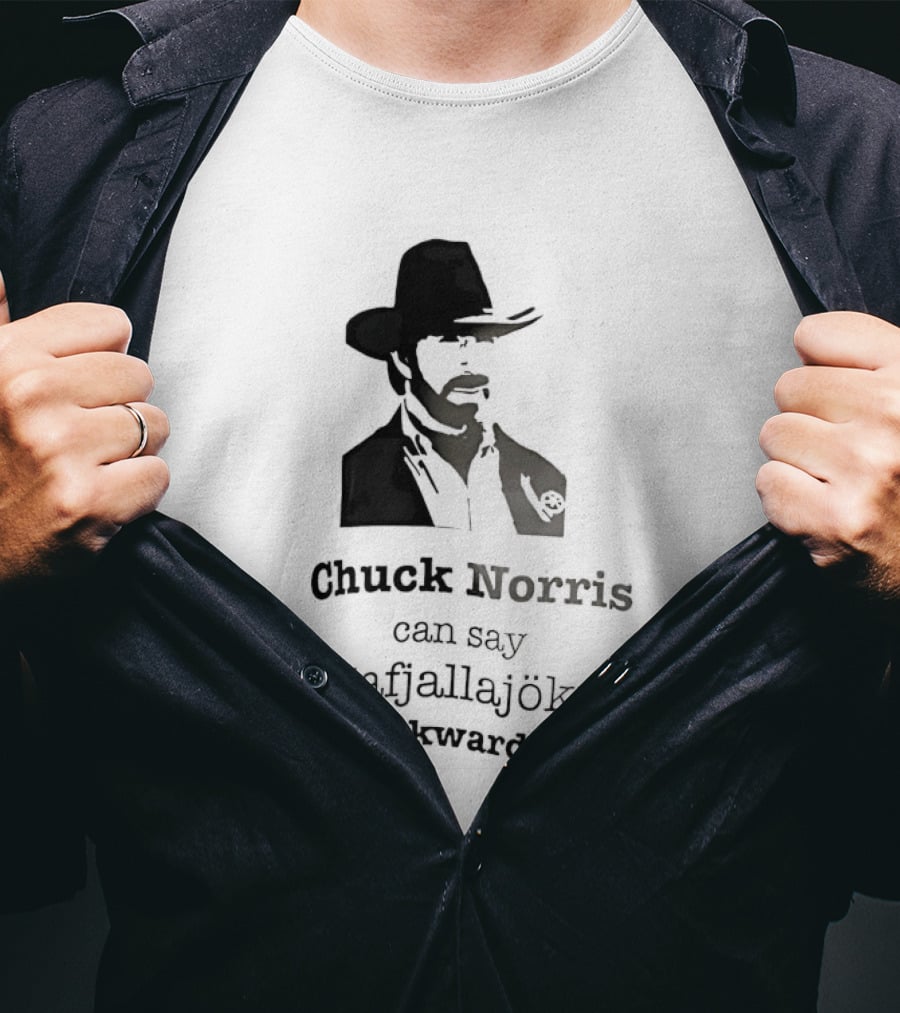 Chuck Norris Can Say Eyjafjallajokull Backwards Cowboy Hat Beard T-Shirt