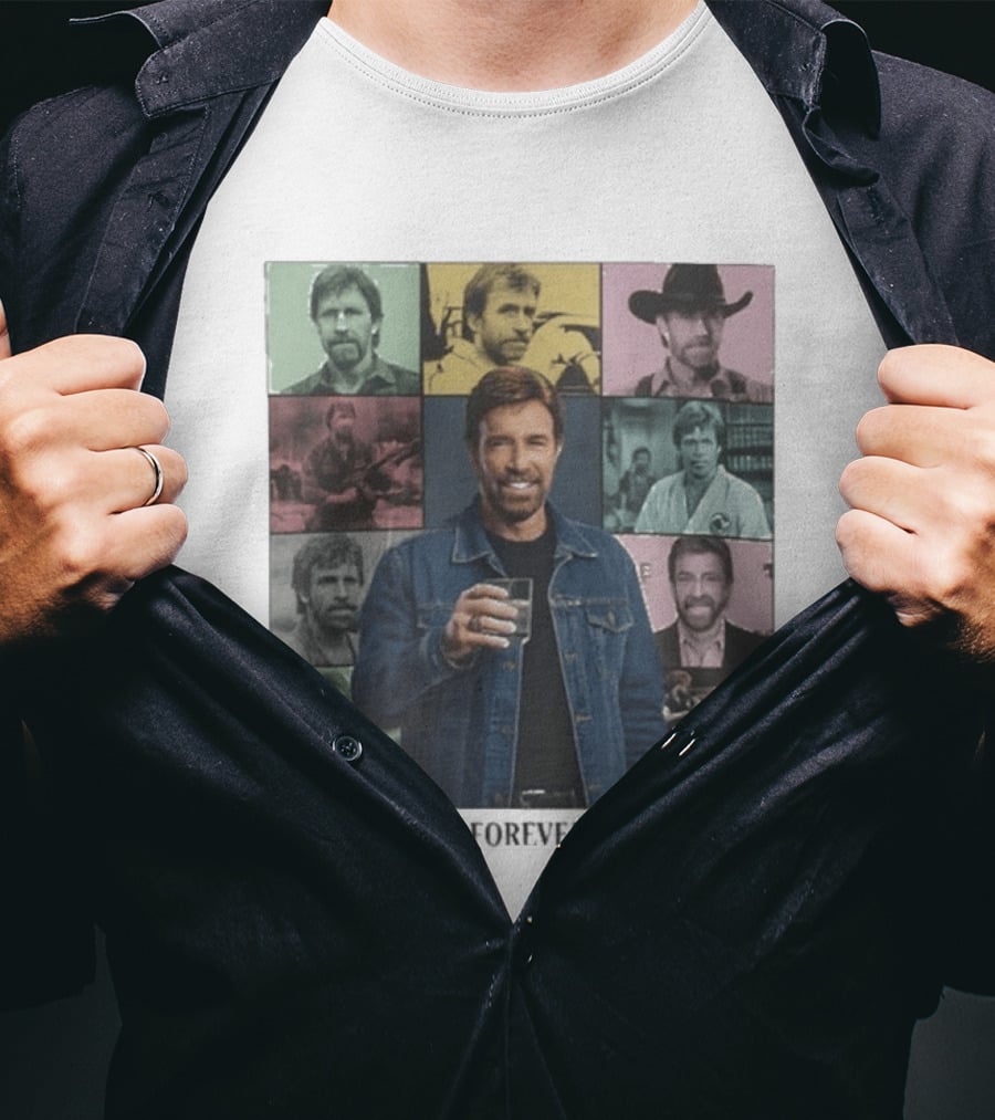 Chuck Norris Forever The Legend Iconic Moments Collage T-Shirt