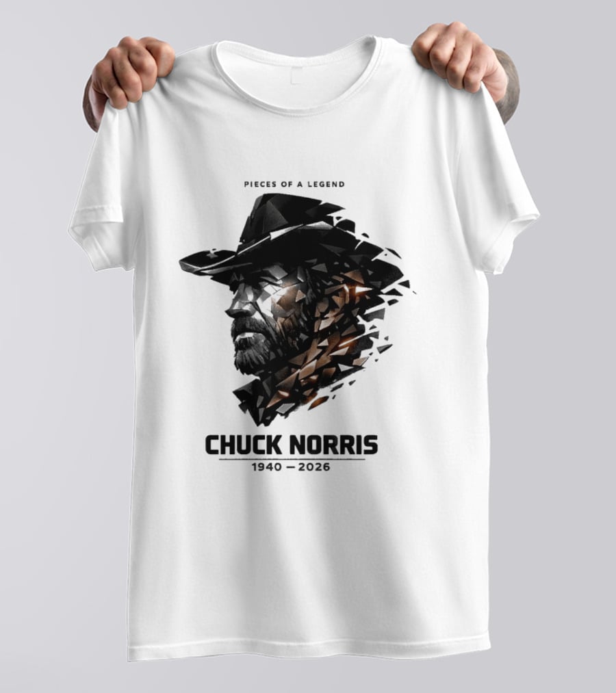 Chuck Norris Pieces Of A Legend 1940 2026 Cowboy Hat Triangular Fragmentation T-Shirt