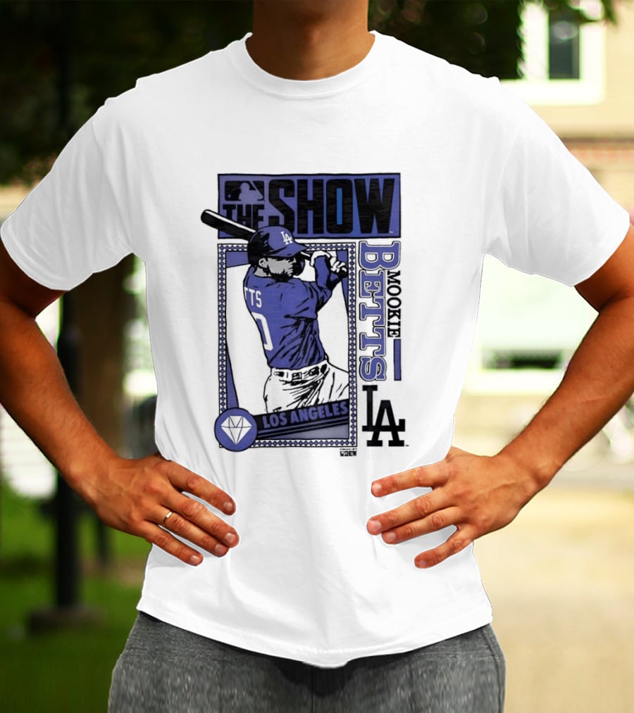 MLB The Show Mookie Betts 50 Los Angeles Dodgers Caricature T-Shirt