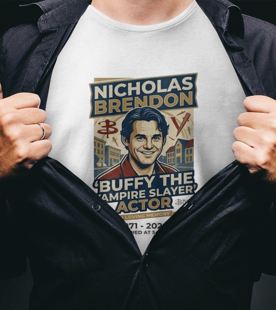 Nicholas Brendon Buffy The Vampire Slayer Actor In Loving Memory 1971 2023 T-Shirt