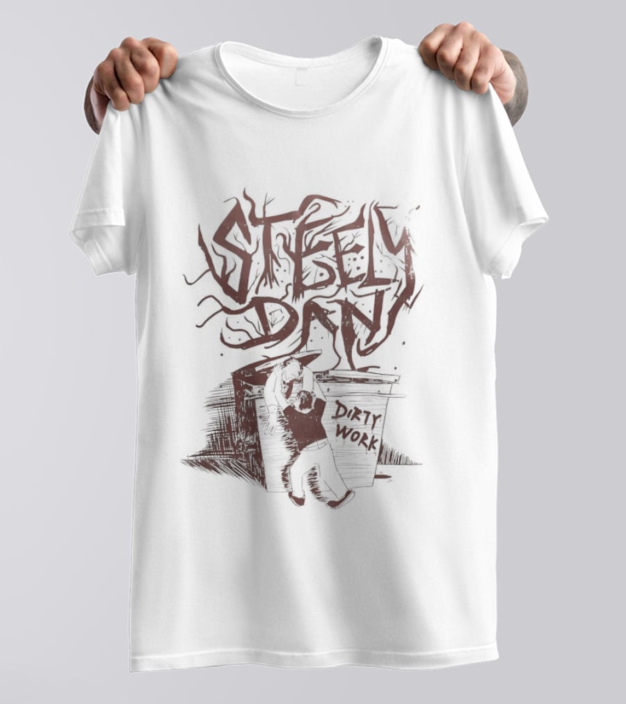 Steely Dan Dirty Work Album Artistic Block Lettering T-Shirt