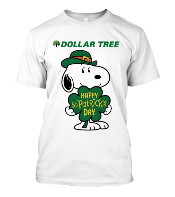 Dollar Tree Snoopy Happy St. Patrick's Day 2026 Clover Hat T-Shirt