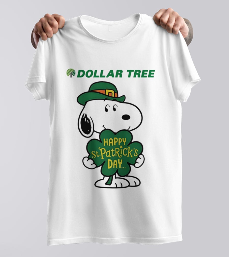 Dollar Tree Snoopy Happy St. Patrick's Day 2026 Clover Hat T-Shirt