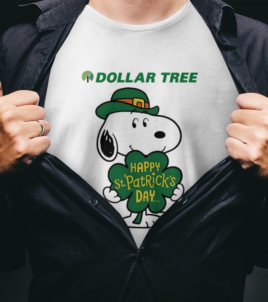 Dollar Tree Snoopy Happy St. Patrick's Day 2026 Clover Hat T-Shirt