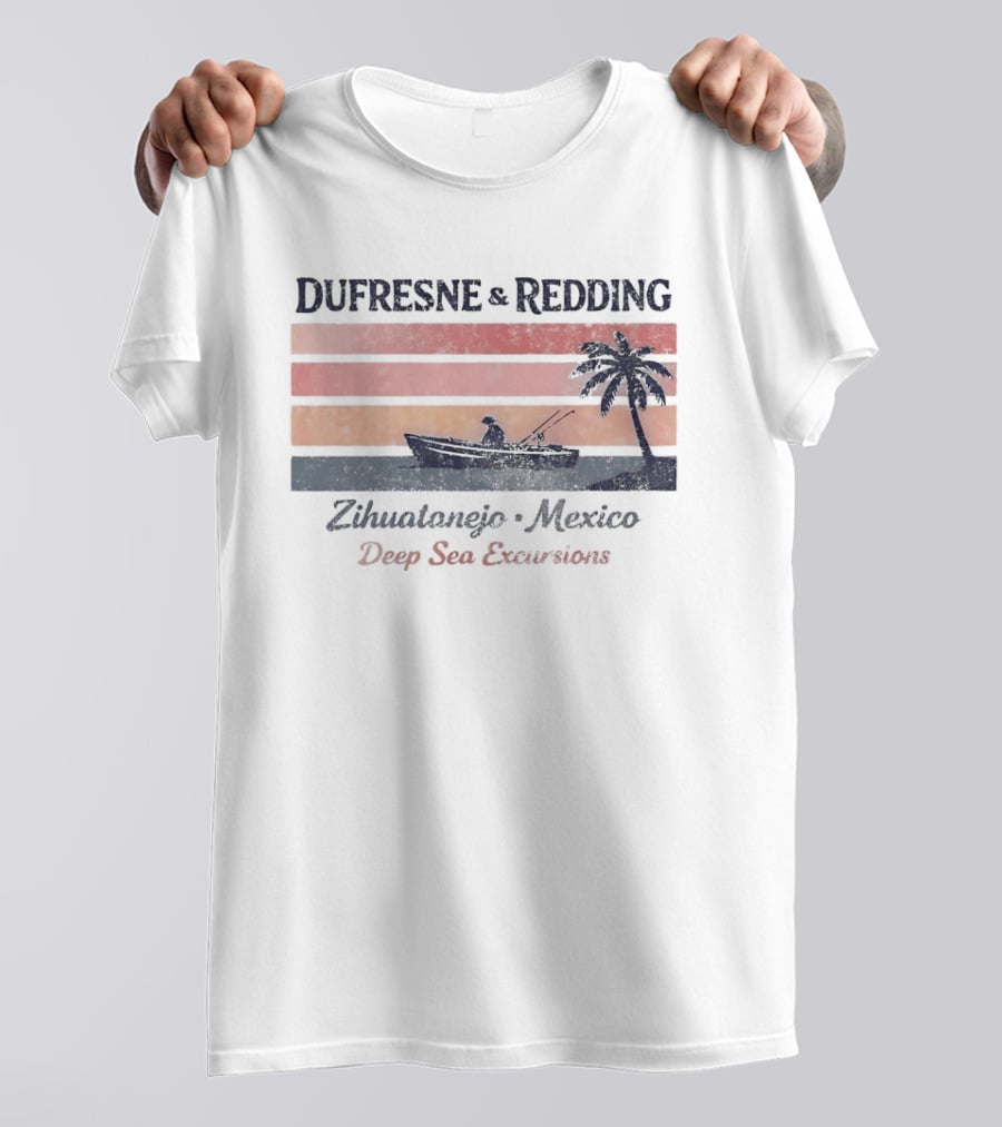 Dufresne And Redding Zihuatanejo Mexico Deep Sea Fishing Adventure Retro Palm Sunset T-Shirt