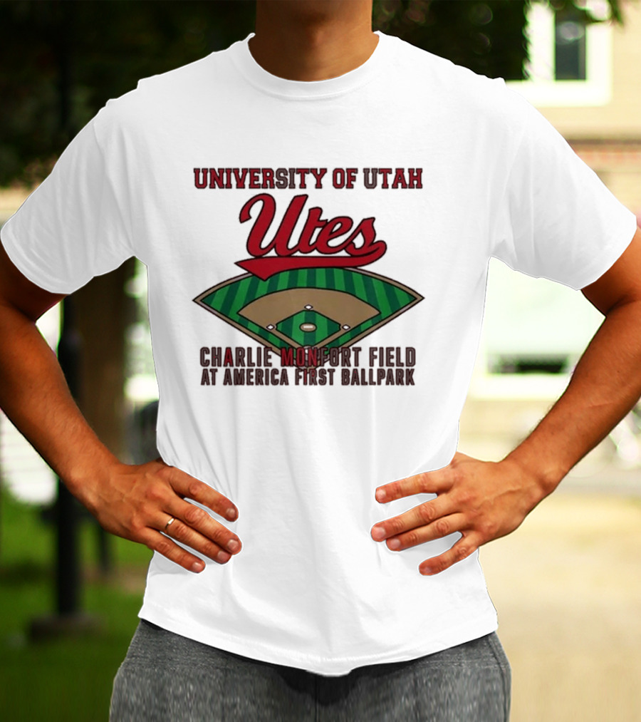 University Of Utah Utes Charlie Monfort Field Baseball America First Ballpark T-Shirt