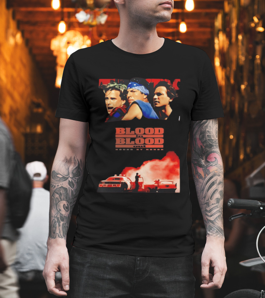 Blood In Blood Out Movie Latino Bound By Honor Dramatic Trio And Intense Action Scene T-Shirt