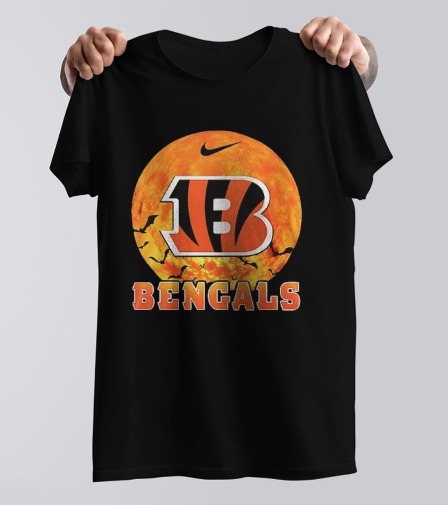 Cincinnati Bengals Halloween Nike Bats Pumpkin T-Shirt