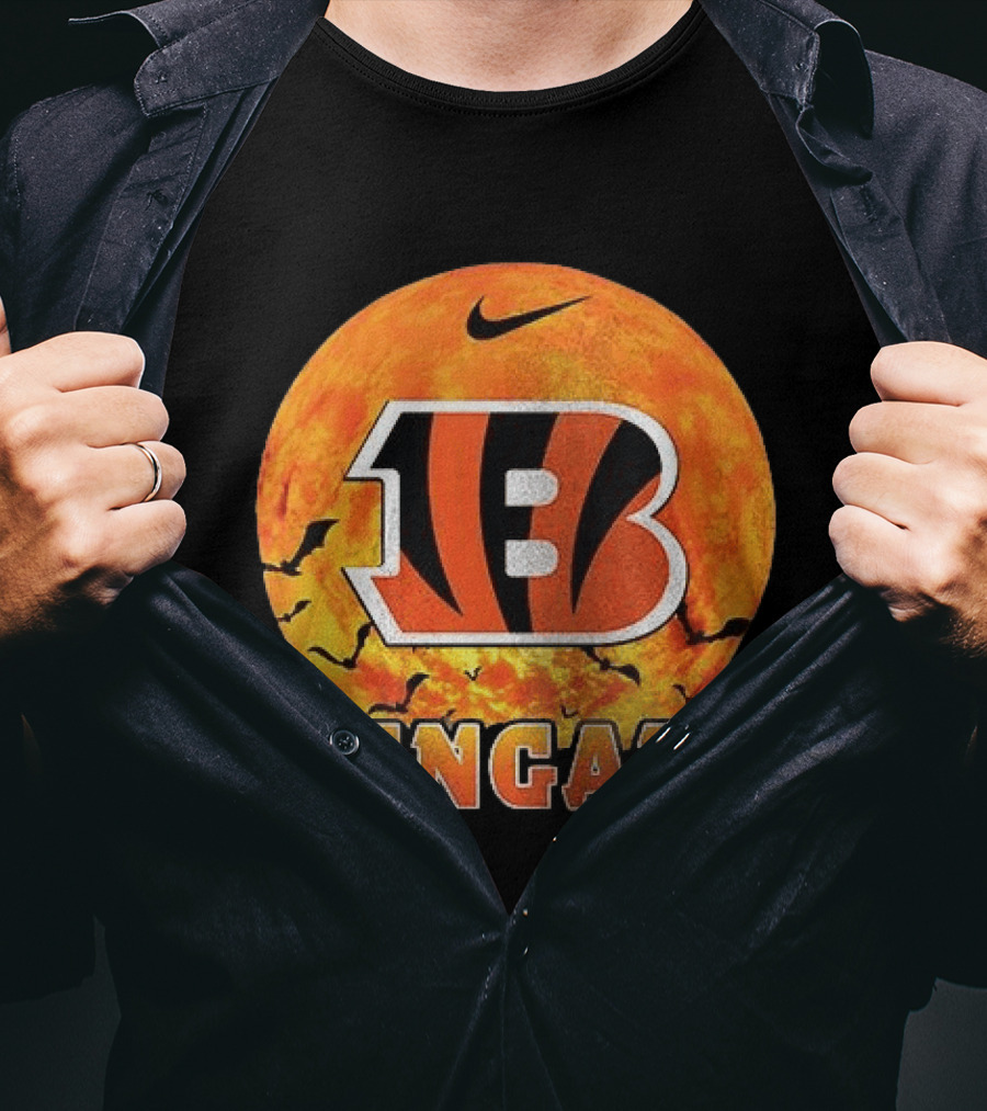 Cincinnati Bengals Halloween Nike Bats Pumpkin T-Shirt
