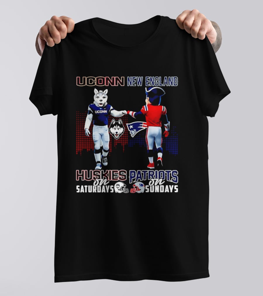 UConn Huskies On Saturdays New England Patriots On Sundays Skyline T-Shirt
