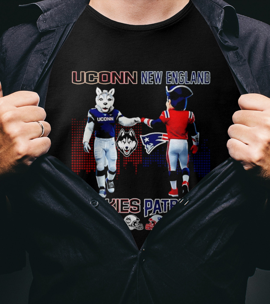 UConn Huskies On Saturdays New England Patriots On Sundays Skyline T-Shirt