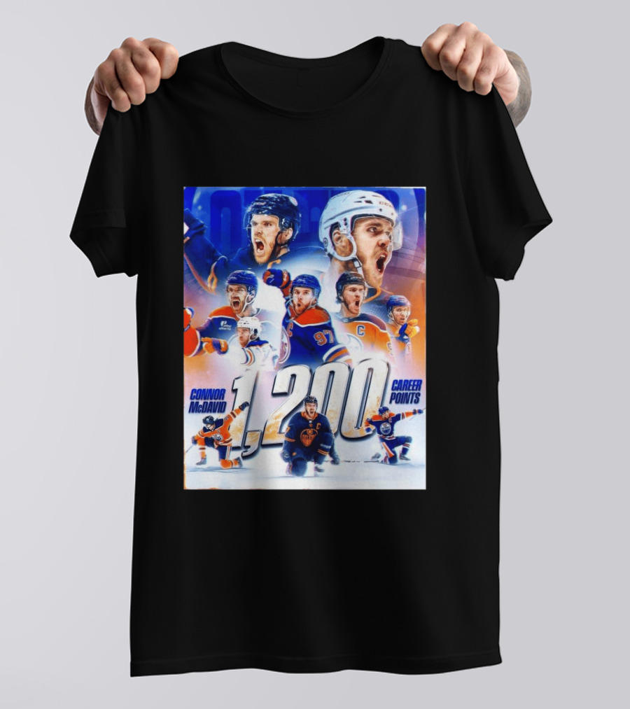 Connor McDavid 1200 Career Points NHL Record T-Shirt