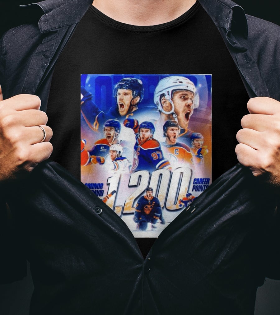 Connor McDavid 1200 Career Points NHL Record T-Shirt