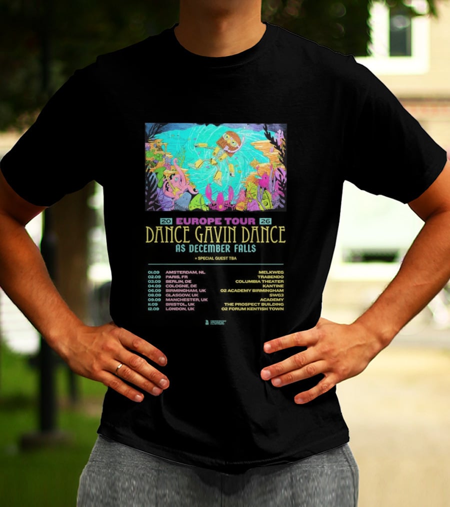 Dance Gavin Dance As December Falls 2026 UK EU Tour Schedule Dates T-Shirt