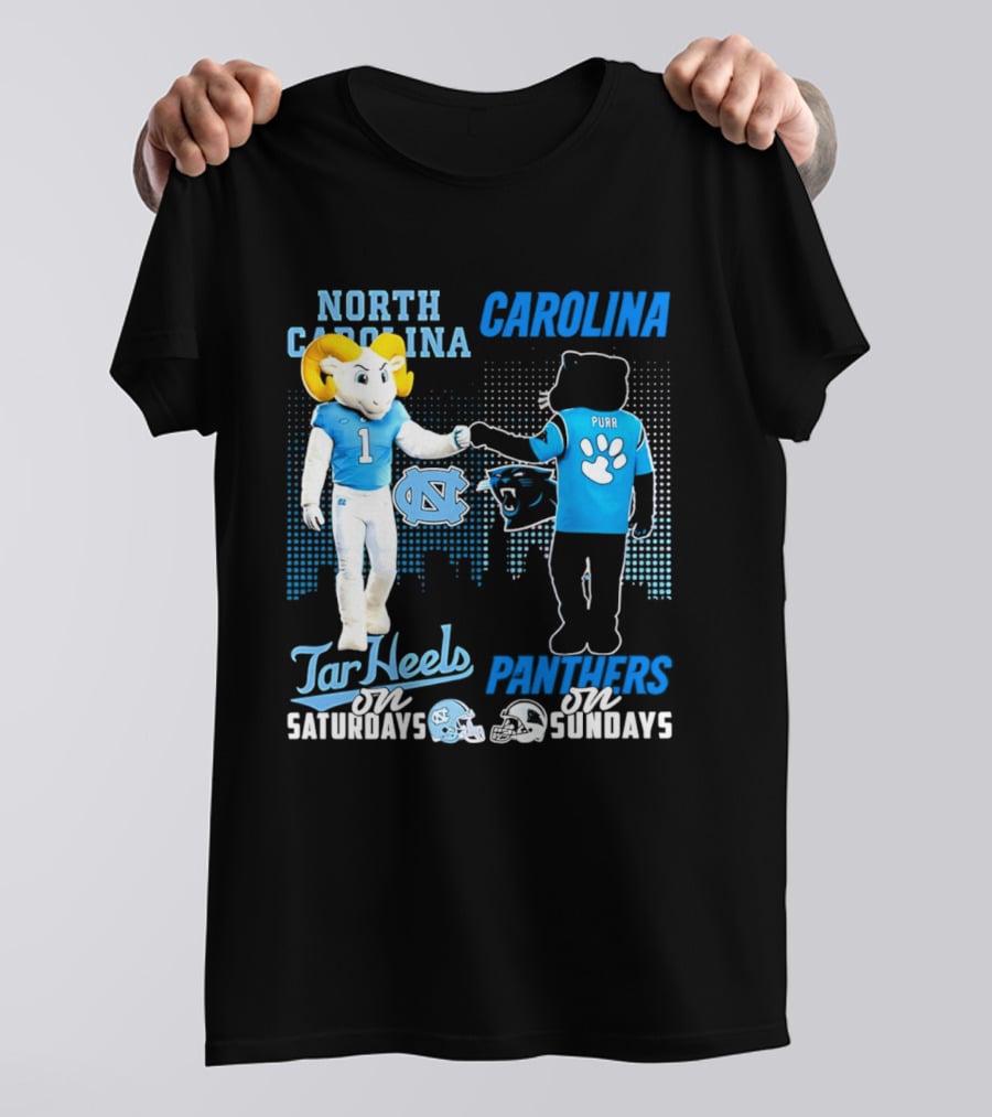 North Carolina Tar Heels Saturdays Carolina Panthers Sundays Skyline T-Shirt