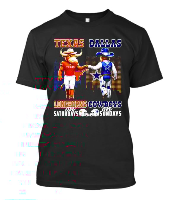 Texas Longhorns Saturdays Dallas Cowboys Sundays Skyline T-Shirt