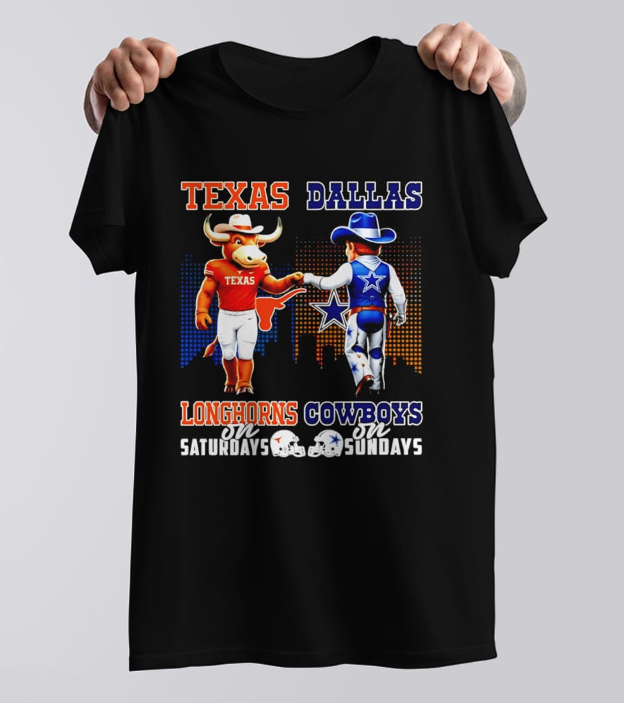 Texas Longhorns Saturdays Dallas Cowboys Sundays Skyline T-Shirt