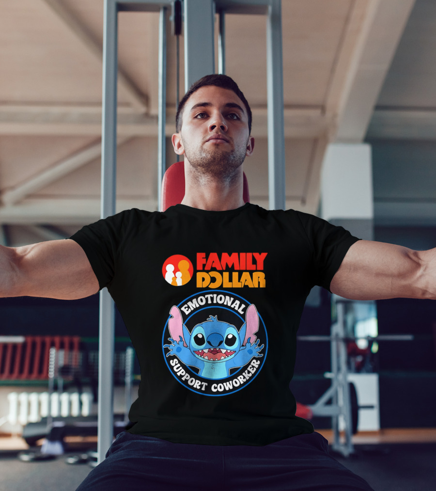 Family Dollar Emotional Support Coworker Stitch T-Shirt
