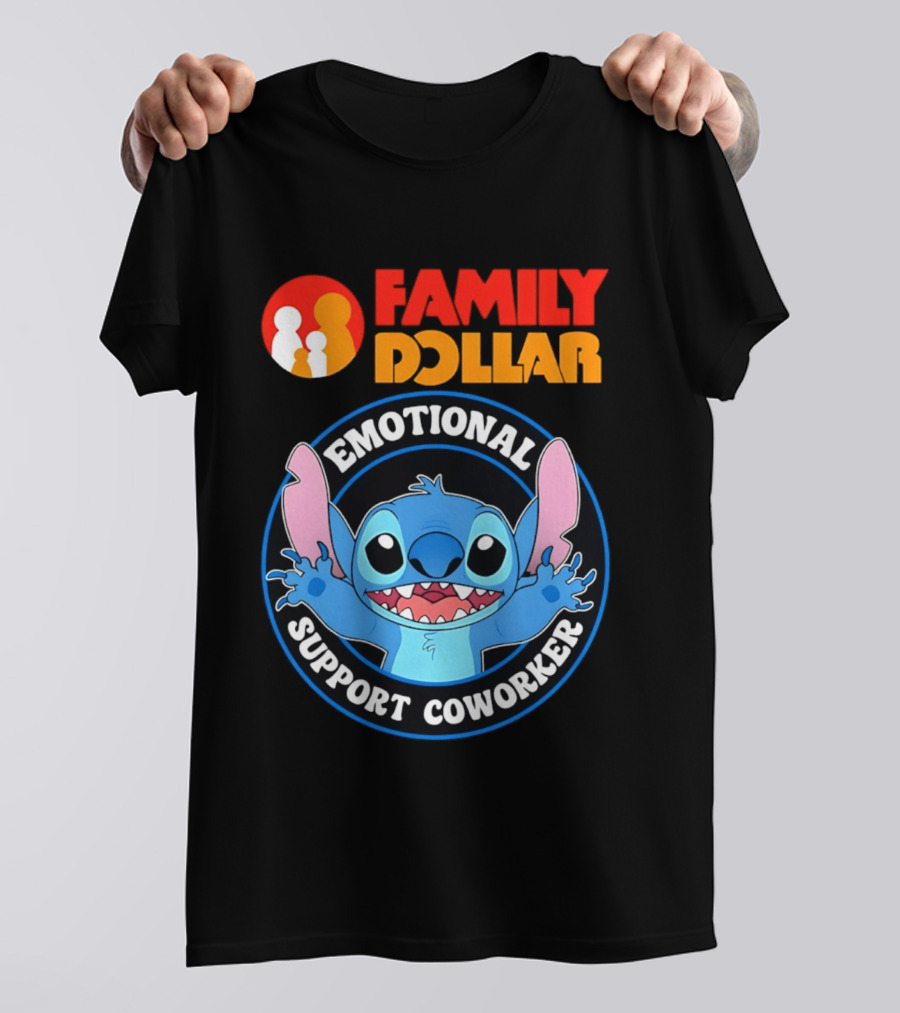 Family Dollar Emotional Support Coworker Stitch T-Shirt