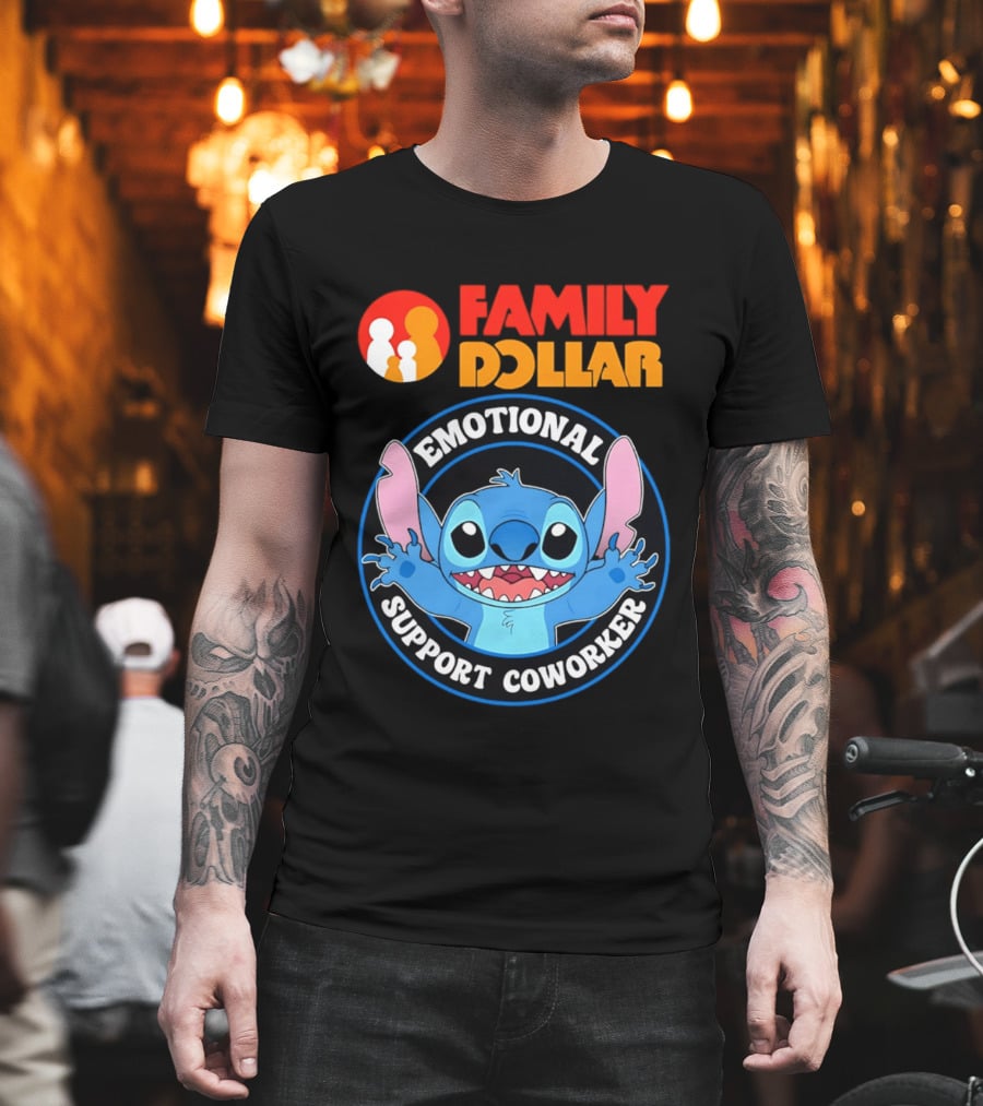 Family Dollar Emotional Support Coworker Stitch T-Shirt