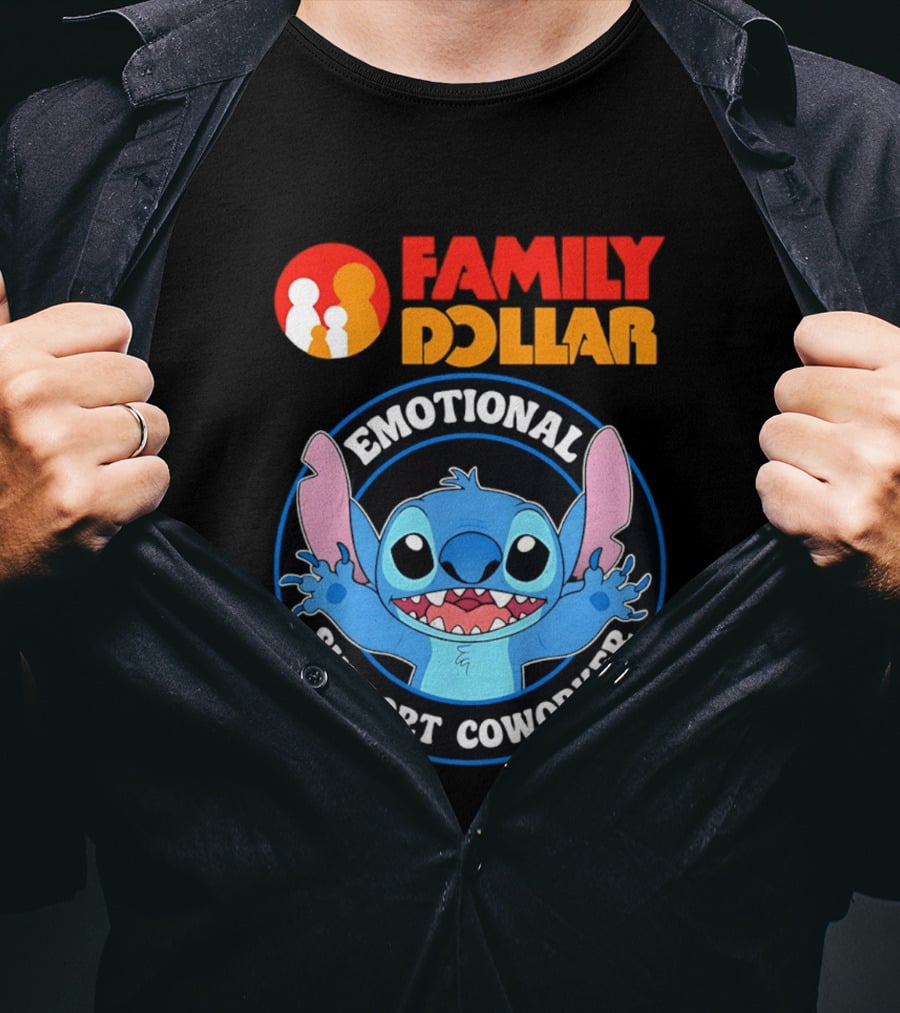 Family Dollar Emotional Support Coworker Stitch T-Shirt