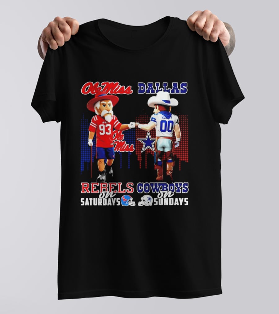 Ole Miss Rebels Saturdays Vs Dallas Cowboys Sundays Unity Skyline T-Shirt