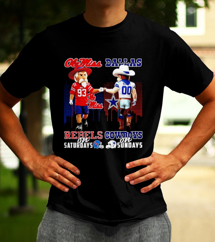 Ole Miss Rebels Saturdays Vs Dallas Cowboys Sundays Unity Skyline T-Shirt