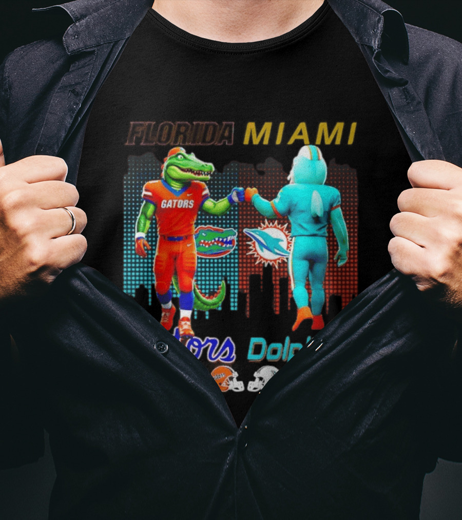 Florida Gators Saturdays Miami Dolphins Sundays Skyline Football Rivalry T-Shirt