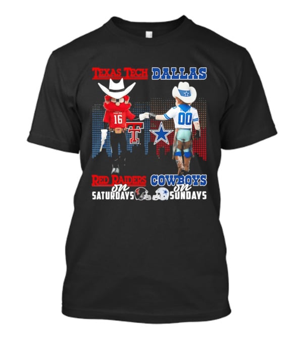 Texas Tech Red Raiders Saturdays Dallas Cowboys Sundays Skyline T-Shirt