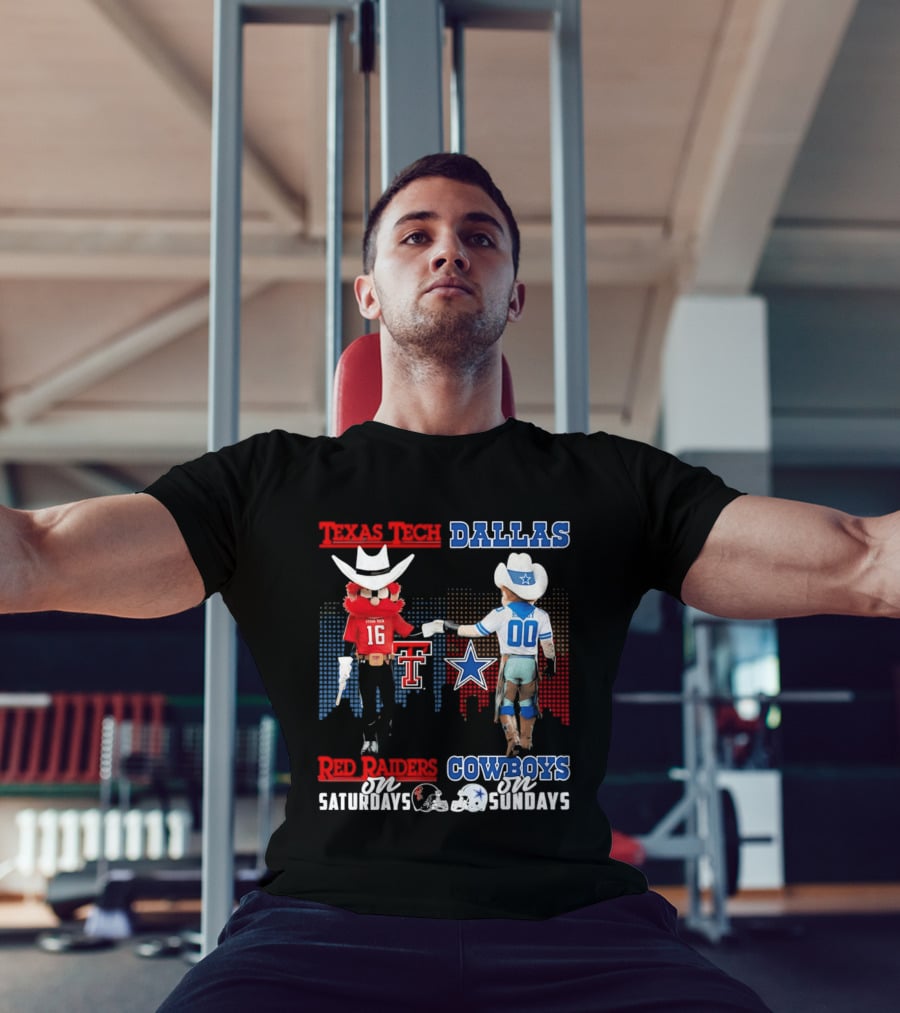 Texas Tech Red Raiders Saturdays Dallas Cowboys Sundays Skyline T-Shirt