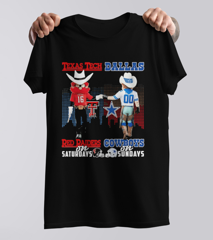 Texas Tech Red Raiders Saturdays Dallas Cowboys Sundays Skyline T-Shirt
