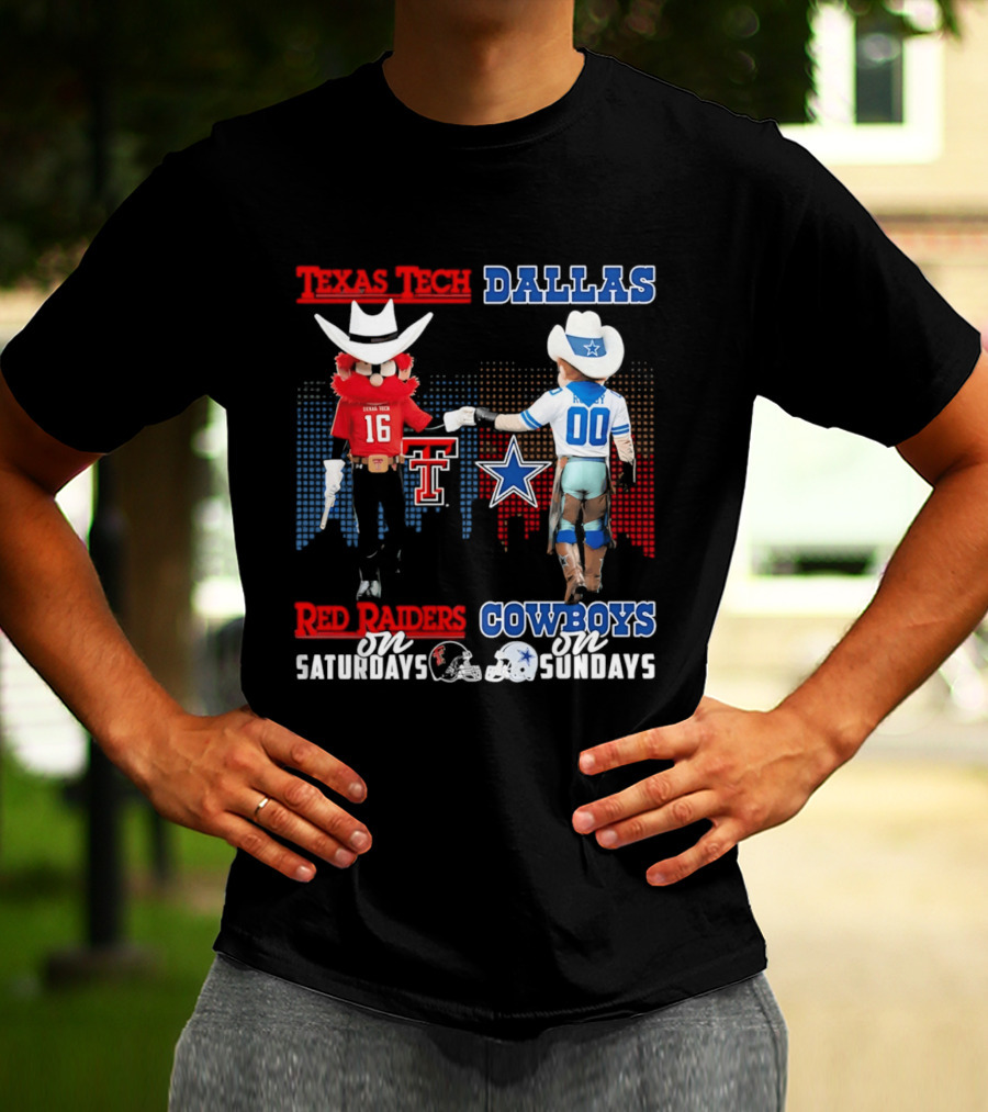 Texas Tech Red Raiders Saturdays Dallas Cowboys Sundays Skyline T-Shirt